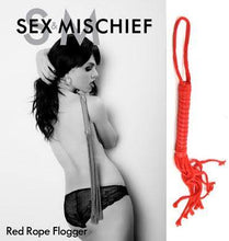 Load image into Gallery viewer, Sex & Michief: Red Rope Leather Flogger