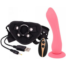 Load image into Gallery viewer, Seven Creations: 7” Vibrating Strap-On &amp; Harness - Pink
