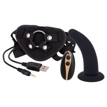Load image into Gallery viewer, Seven Creations: 5” Vibrating Strap-On & Harness – Black