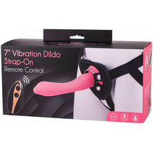 Load image into Gallery viewer, Seven Creations: 7” Vibrating Strap-On & Harness - Pink