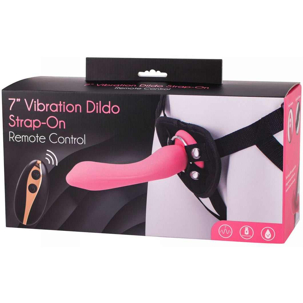 Seven Creations: 7” Vibrating Strap-On & Harness - Pink