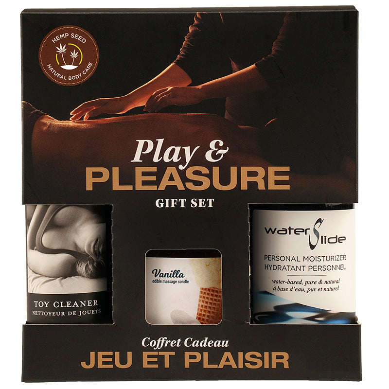 Play & Pleasure Gift Set - Candle, Cleaner & Lubricant