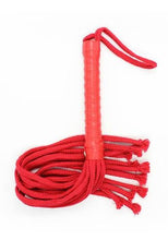 Load image into Gallery viewer, Sex &amp; Michief: Red Rope Leather Flogger
