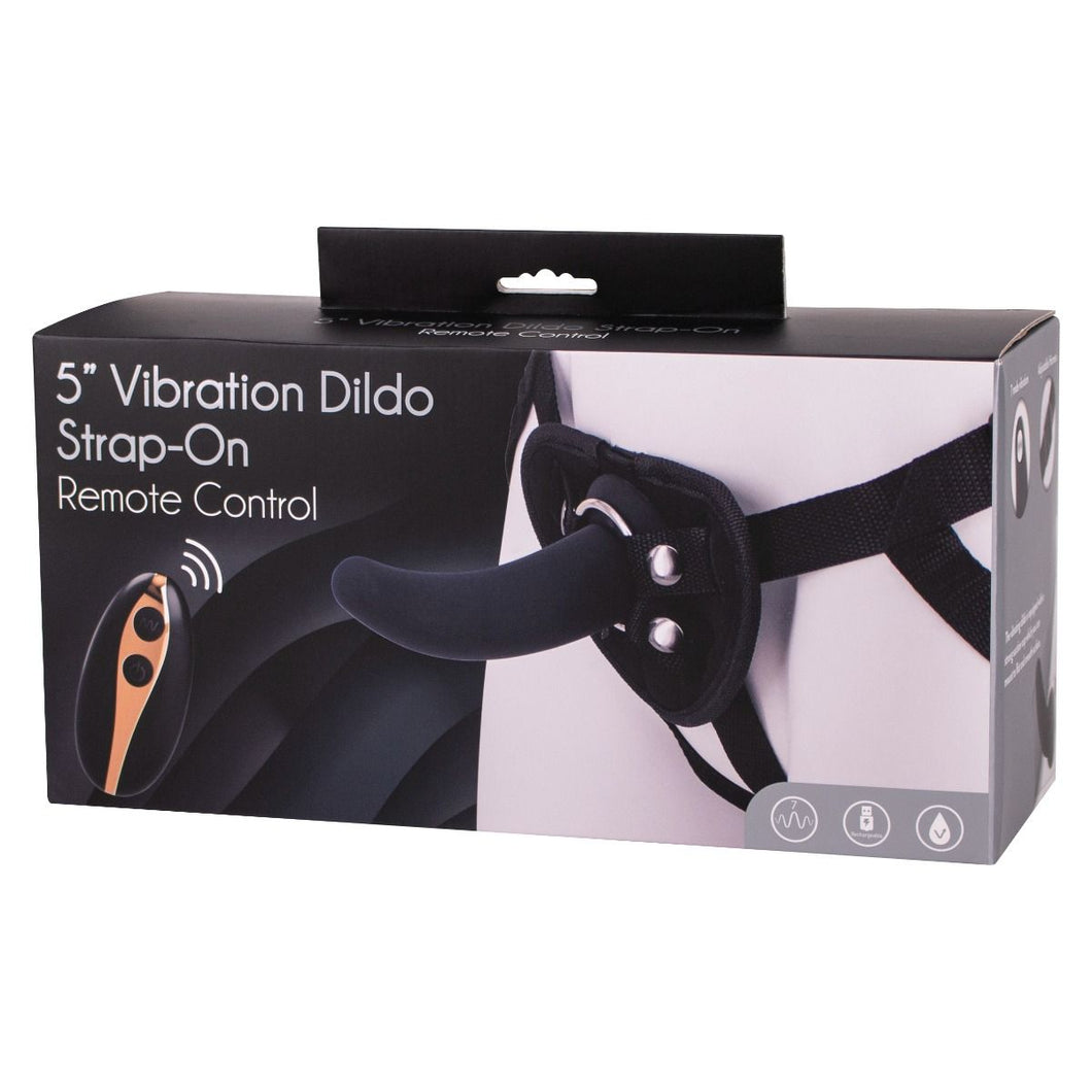 Seven Creations: 5” Vibrating Strap-On & Harness – Black