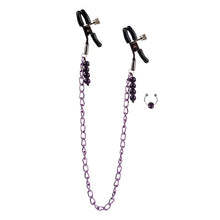 Load image into Gallery viewer, Nipple Play Purple Chain Nipple Clamps
